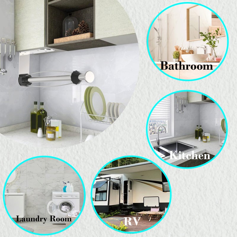 GMCOZY Paper Towel Holder Under Cabinet Mount Self Adhesive Kitchen Countertop Wall Mount Paper Towel Holders Rack with Damping Brushed Nickel Stainless Steel Resistant Corrosion & Rust - Image 3